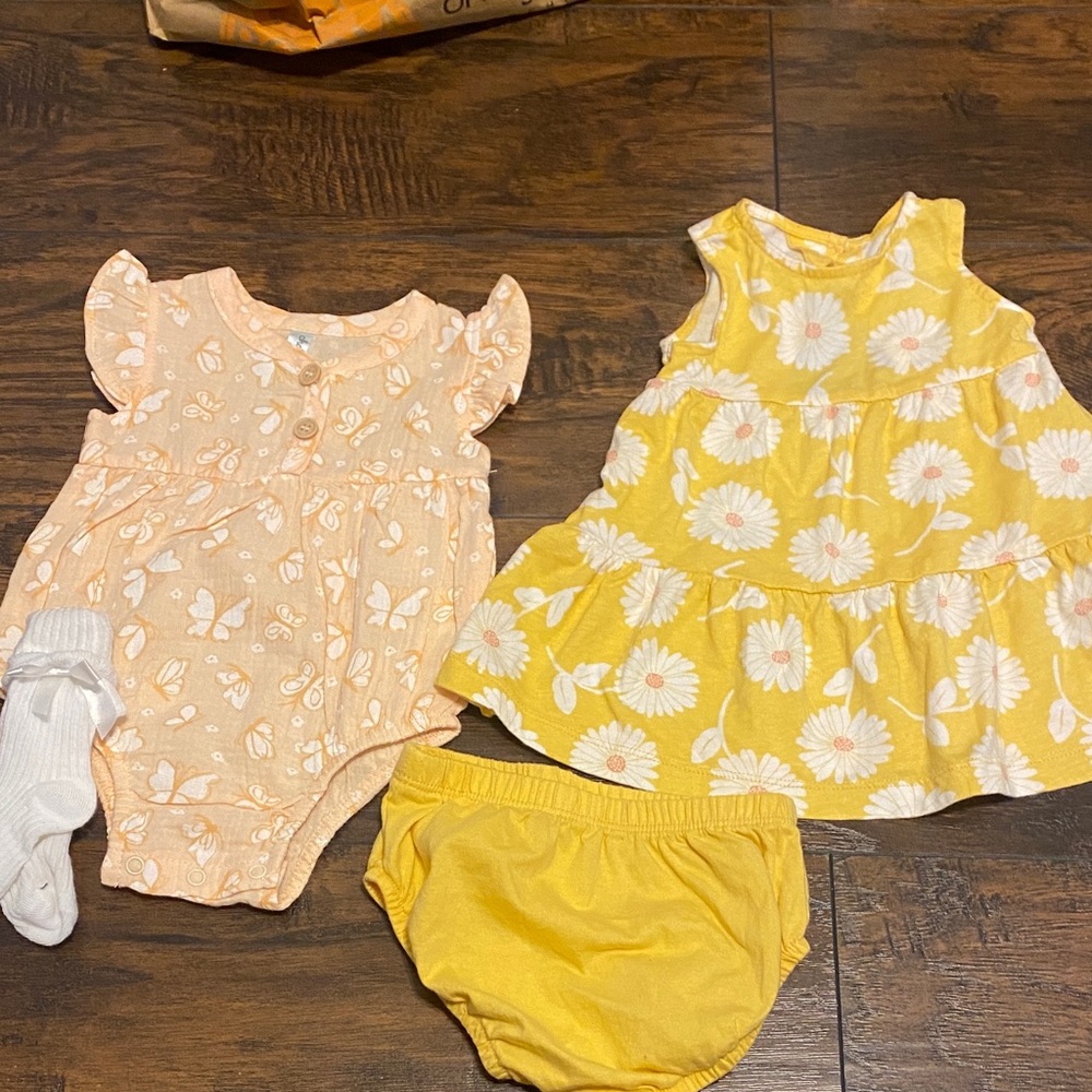 Yellow and Peach Baby Outfit Set
